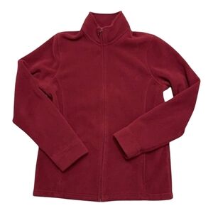 Full-Zip Fleece Sweater Jacket Medium M Burgundy Red Winter Cardigan Top Shirt